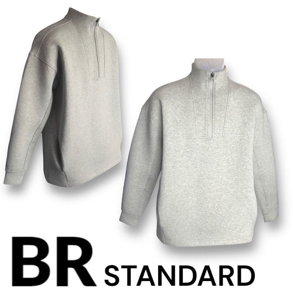 BR Standard Sweater Men's XS LS Half Zip Gray Scuba Sweater Banana Republic